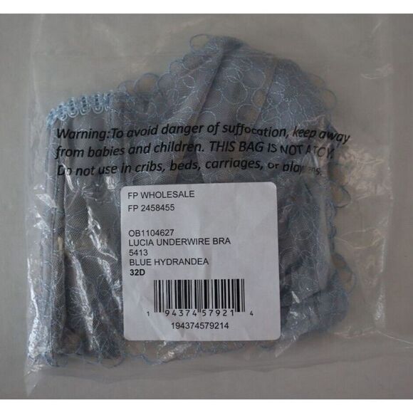 Free People OB1104627 Sz 32D Blue Hydrangea Lucia Underwire Sheer Lace Bra $48 - Picture 3 of 9